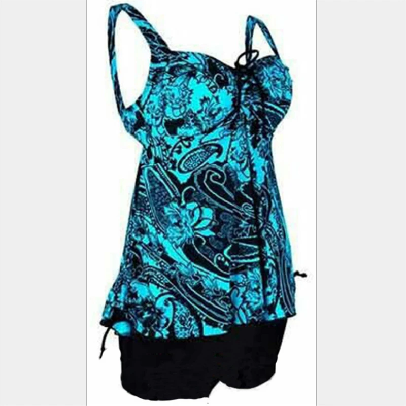 

Plus Size Swimwear 2021 New Sexy Two Piece Swimsuit Bow - Tie Vintage Pattern Solid Boxer XXXL Beach Skirt for Women K
