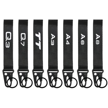 

1pcs Lanyard Car Keychain Lanyard Hanging Strap with Black Hook Key Chain Rings Accessories for Audi A3 A4 A6 A8 Q3 Q7 TT