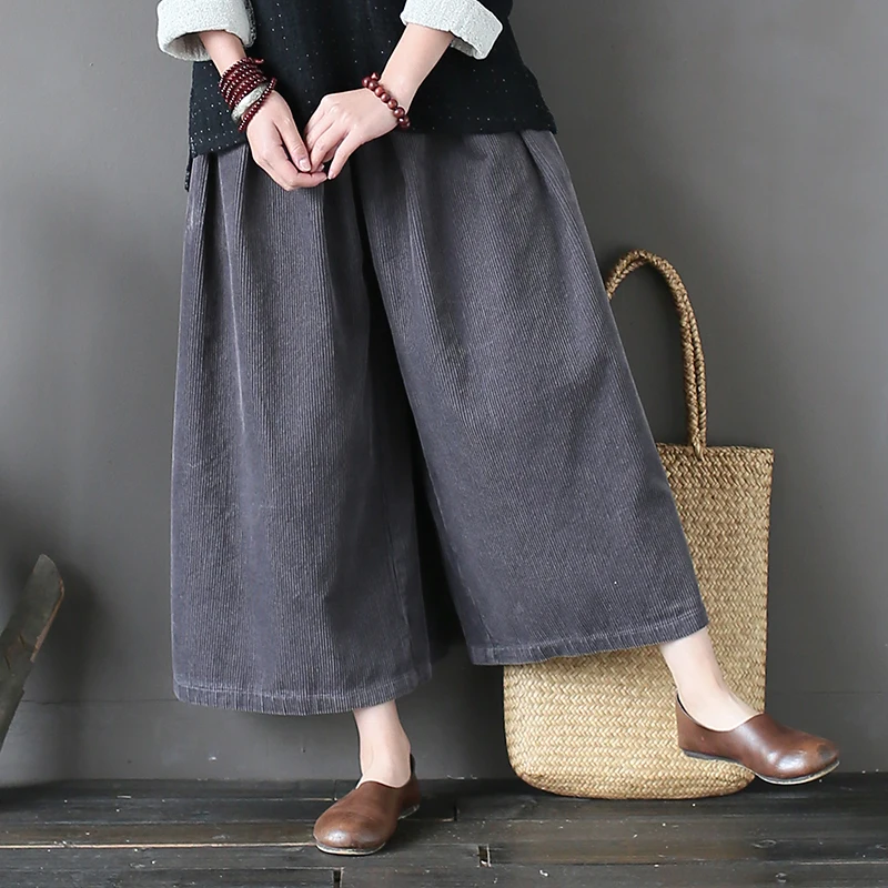 wide leg cropped corduroy pants
