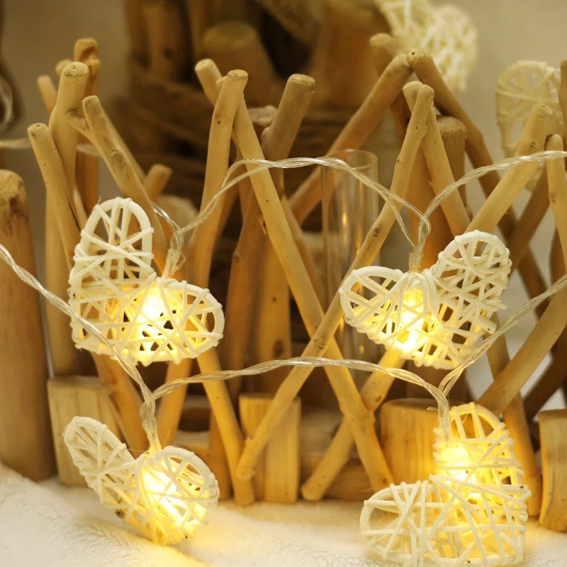 

Amazon New Style LED GIRL'S Heart Colorful Lights Soft Girl Room Decoration Handmade Rattan Heart Romantic Battery Lighting Chai