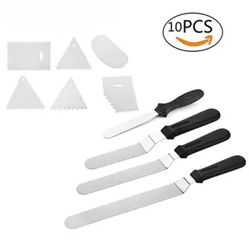 

10 Piece Set Baking Tool Stainless Steel Spatula Multi-Function Cake DIY Decorating Scraper Stainless Steel Set Cream Scrap