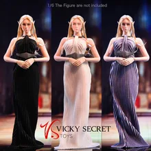 

19XG61 In Stock 1/6 Scale Female Figure Accessory Elf Dress Long Ma Dress Collar Belt Accessory Model for 12'' Body