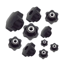 

10 Pcs Nuts Threaded Insert Black Manual Rivable Male Nut For Threading Plastic Metal Mechanical Thumb Clamping Knob Nut
