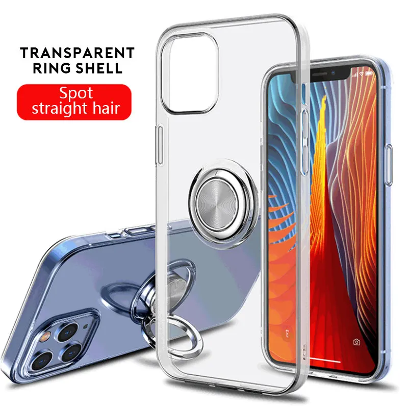 Прозрачный чехол с кольцом-держателем для iPhone 13 12 Pro 11Pro Max 7 8 Plus X XR XS Мини магнитный