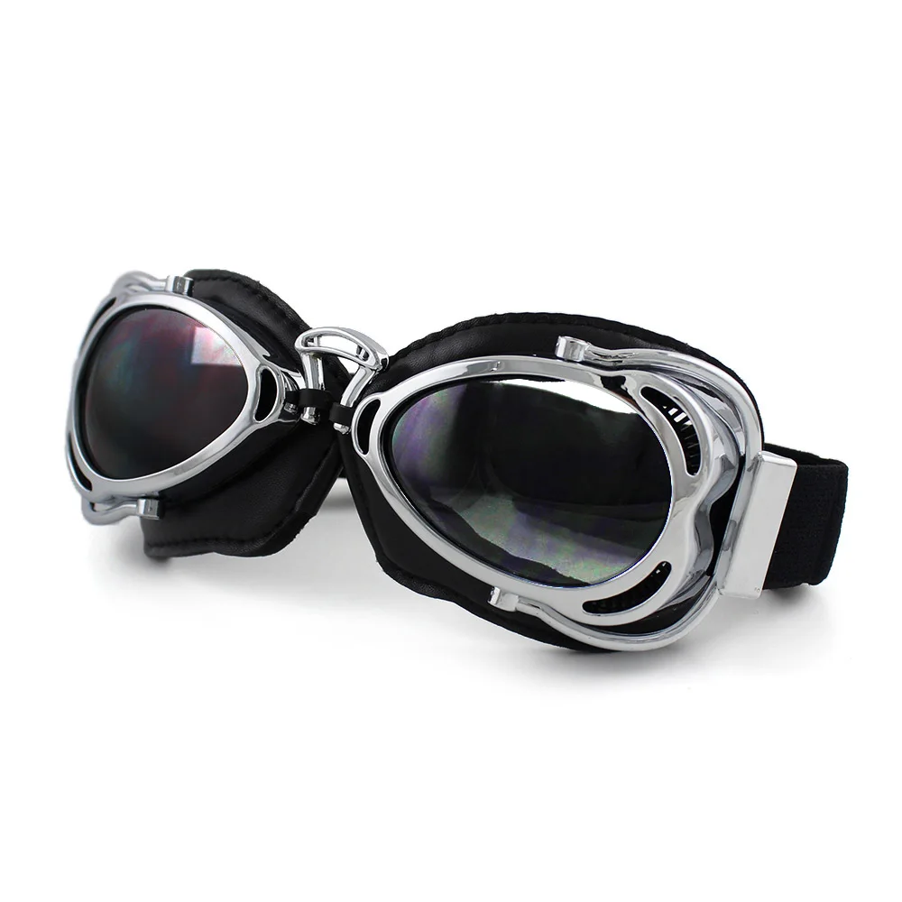 Зимние мужские винтажные Ретро мотоциклетные очки защитные очки кожаные анти-УФ ветрозащитные мотоциклетные очки для мотокросса - Цвет: Transparent Lenses