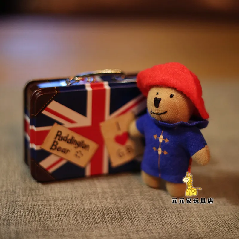 1Piece 8cm London Paddington Bear Mini Bear British small iron box packaging can be used as a party gift