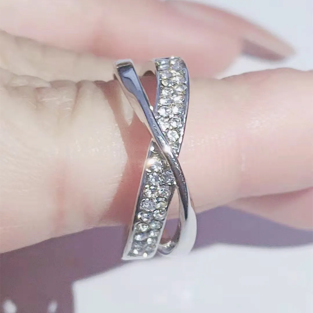 Silver Rings 925 Sterling Silver Vintage Crystal Rings Women Girls Wedding Engagement Fashion Jewelry Valentines Day Gift