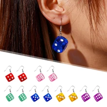 

2022 New 3D Dice Earrings for Women Creative Candy Color Minimalist Design Female Dangle Earrings Friendship Handmade Jewelry