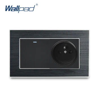 

1 Gang 2 Way EU Socket French Standard Wallpad Luxury Wall Outlet Satin Metal Panel 146*86mm Wall Power Outlet