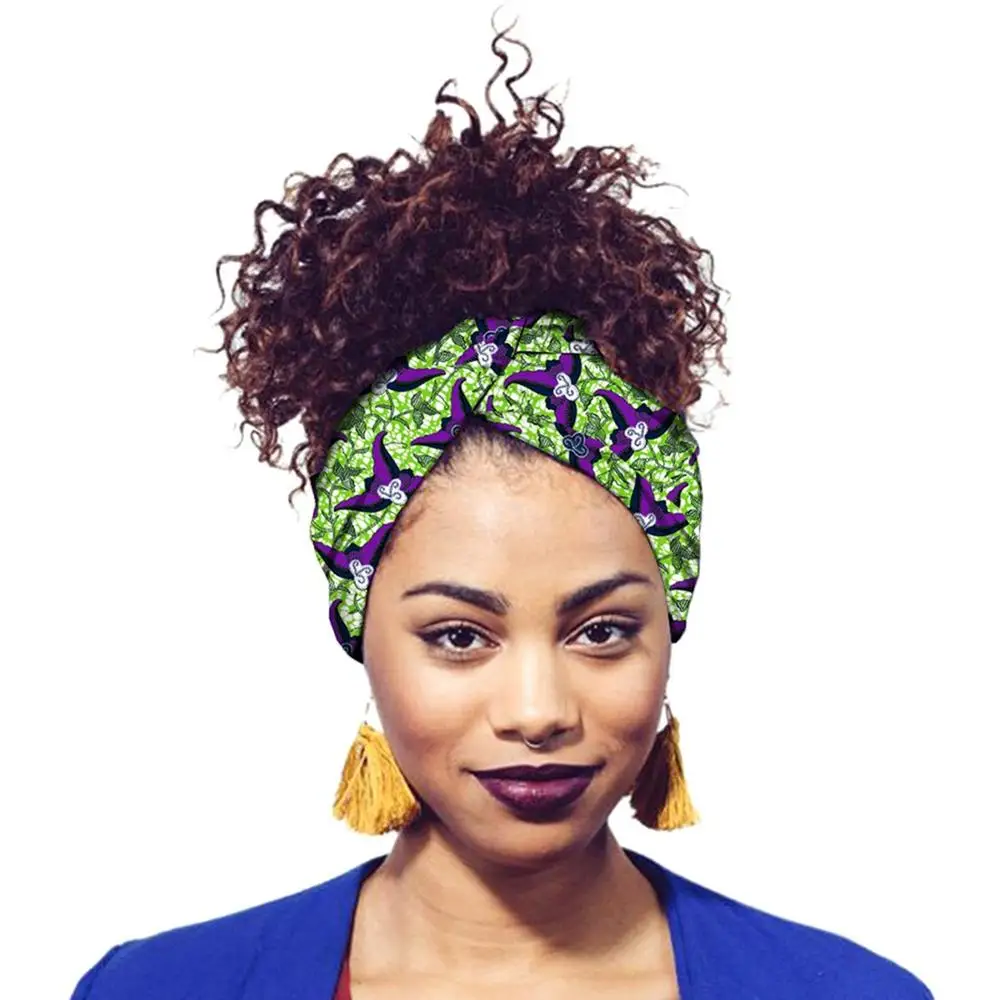 Opslea Дашики Африканский женский Принт тюрбан из хлопка повязка на голову Африканский головной убор батик окрашивание Племенной набивной платок - Цвет: M09