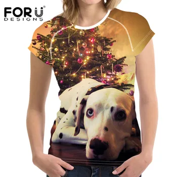 

Xmas Women T shirt Summer Round Neck Clothes Anime Dog 3D Printed Short Sleeve Oversize Streetwear Christmas Funny T shirts