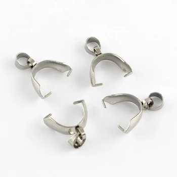 

100Pcs 304 Stainless Steel Clasp Bails Jewelry Pendant Pinch Bails Connectors