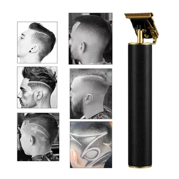 

USB Rechargeable Hair Clippers Trimmer Men Pro Haircut Cordless Beard Shaver T-Blade 0mm Electric Finish Hair Cutting Machine 4