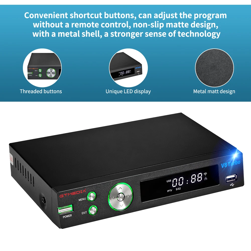 GTMEDIA V8 Turbo Satellite Receiver DVB-S2/T2/C Support Tivusat CA Card Slot ccamd 1080P Full HD H.265 Pk V8 NOVA stock in spain satellite tv receiver