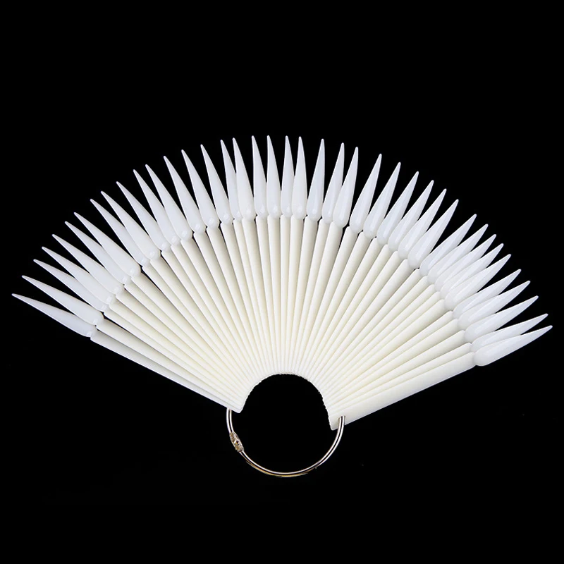 1Set False Nail Tips Nail Art Display Practice Acrylic Nature Clear Fan Finger Full Card Chart UV Gel Polishing Tools Manicure