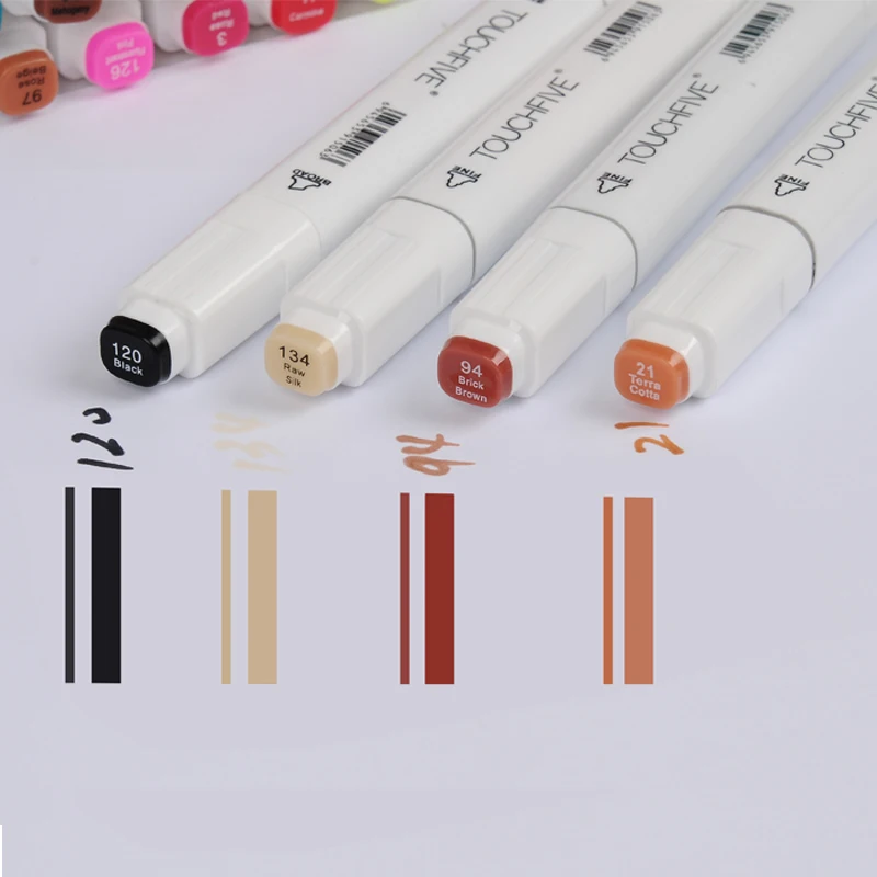 TOUCHFIVE 12-168 Colors Alcohol Sketch Markers Pen Set Dual Tip Art  Permanent Drawing Marker For