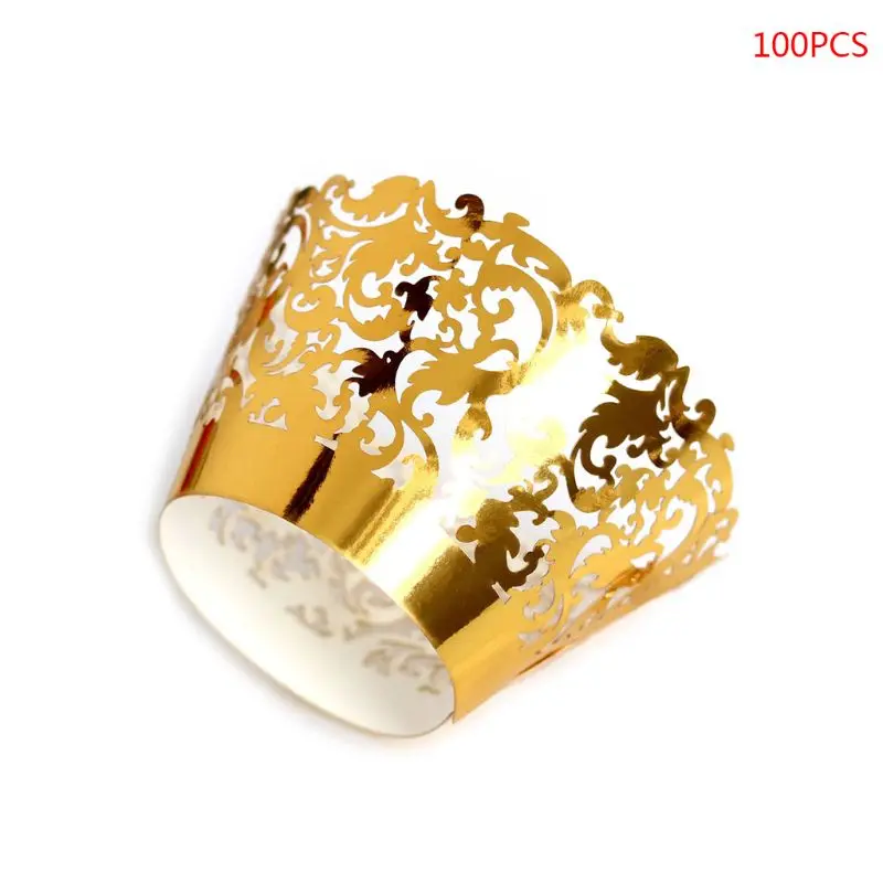 50pcs Hollow Lace Decor Cupcake Wrappers Paper Laser Hollow Cut Wedding Party Birthday Decoration