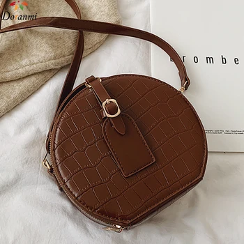 

DORANMI Stone Pattern Round Handbag Women's Bags 2019 Leather Top-handle Circular Shoulder Bag Female Flap Bags Bolsos CBB438