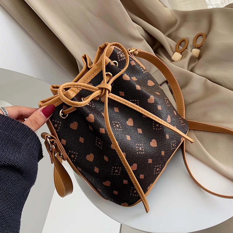 

2019 Women Composite Bucket Bag Ladies Print Flora Shoulder Bag HandBags Drawstring Crossbody Bags for Women Handbag Luis Vuiton