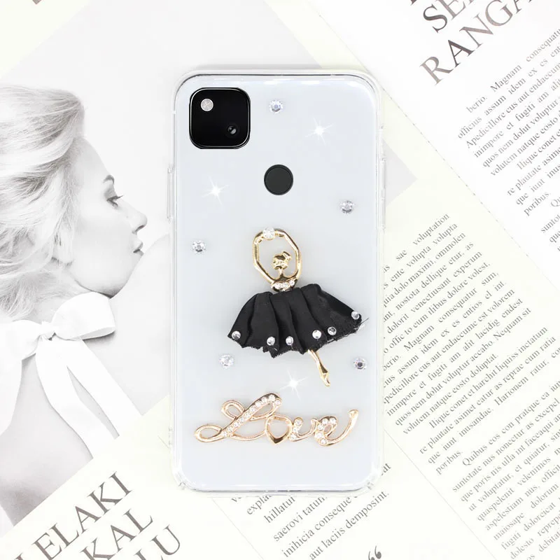 

For Google Pixel 4A Case Luxury Shiny diamond Smooth PC Phone Hard shockproof Back Cover For Google Pixel 4A DIY Phone Cases