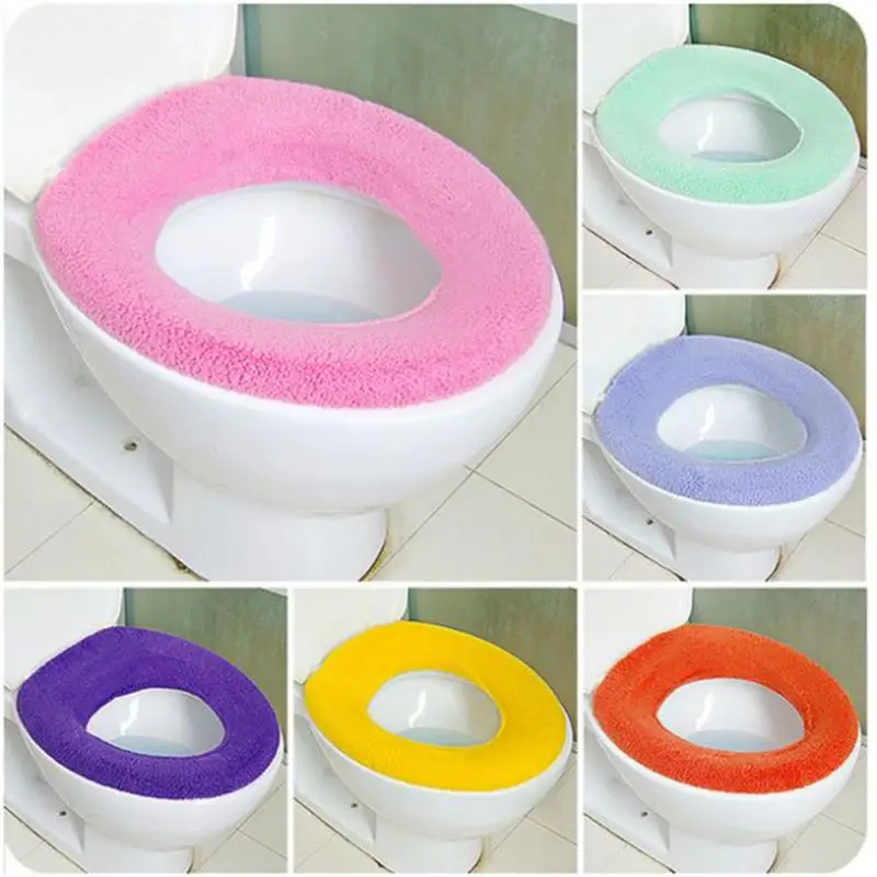 SUJING Soft Washable Toilet Seat Cover Pads Toilet Warmer Mat Cover Pad Cushion Bathroom Toilet Seat Cushion Pink