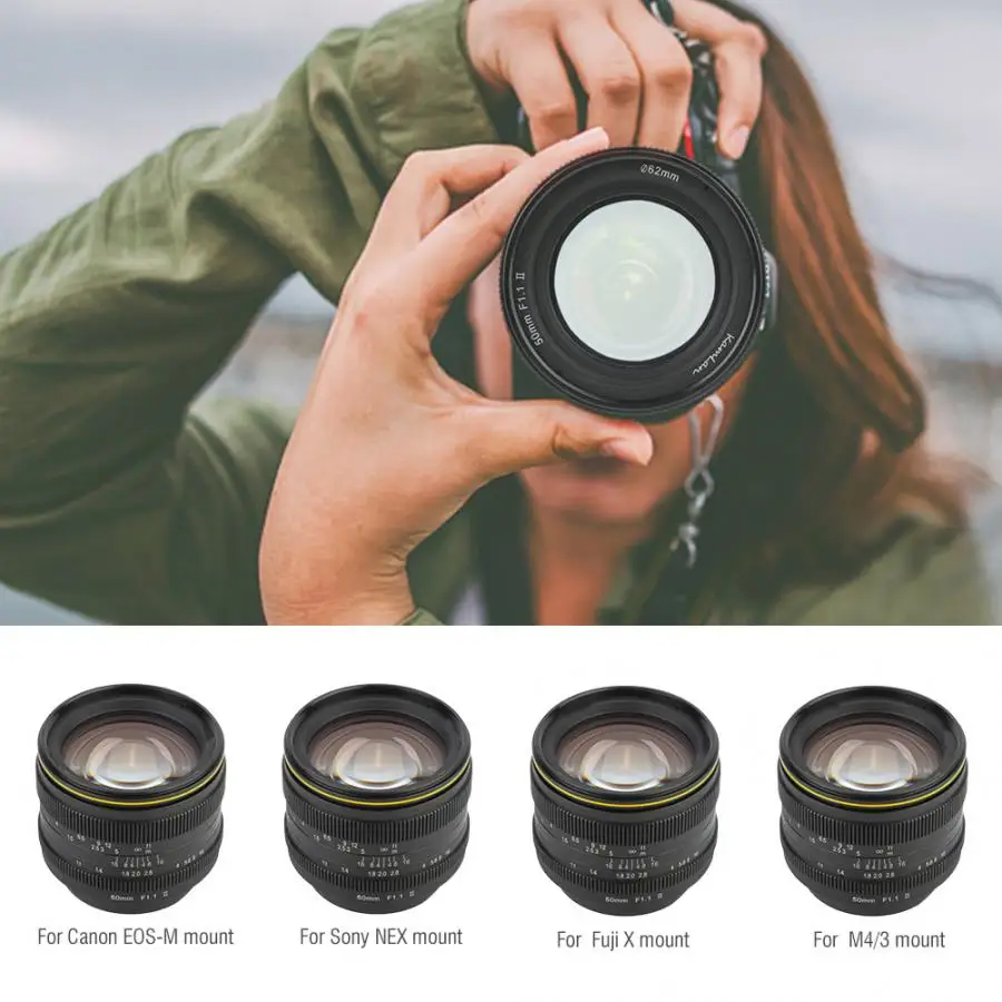 Kamlan 50 мм f1.1 II APS C объектив с широкой диафрагмой и ручной фокусировкой
