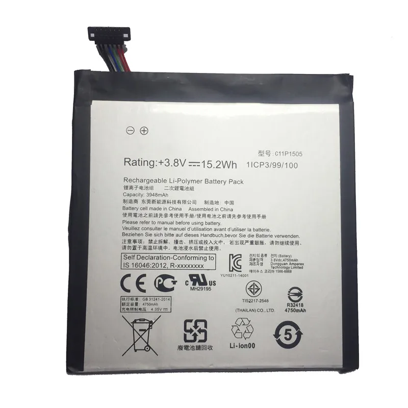 

Li-polymer Battery For Asus ZenPad 8.0 Battery Z380KL P024 Z380C P022 Z380CX C11P1505 Replacement Battery 3948mAh