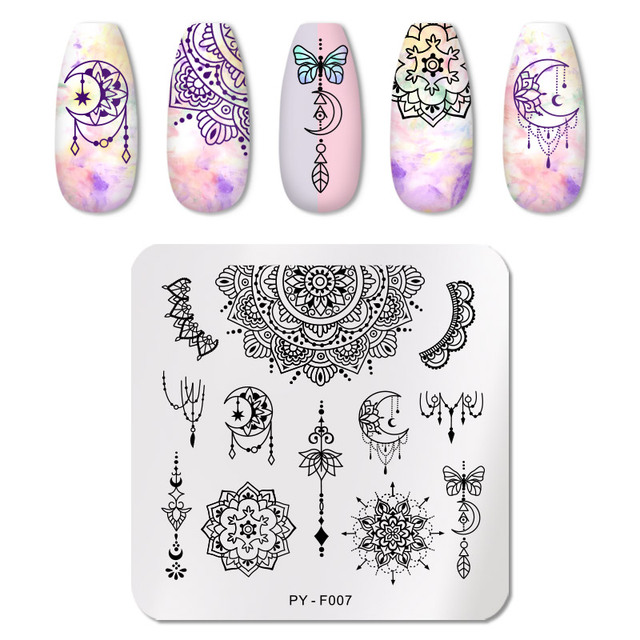YOU Geometry Nail Stamping Plates Lines Animal Fruits Theme Template Plate Mold Nail Art Stencil Tools