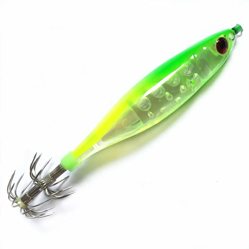 1Pcs Hard Fishing Lure Squid Hook Luminous Wobblers Jigs Octopus Cuttlefish Wood Shrimp Hard Baits 3D Eyes