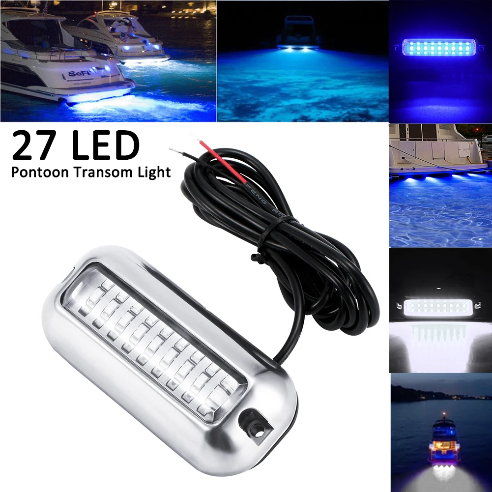 

12V50W Marine/Boat 27 LED Underwater Pontoon Boat Transom Lights Stainless Steel Beam Light Stern Light For Underwater Pontoon