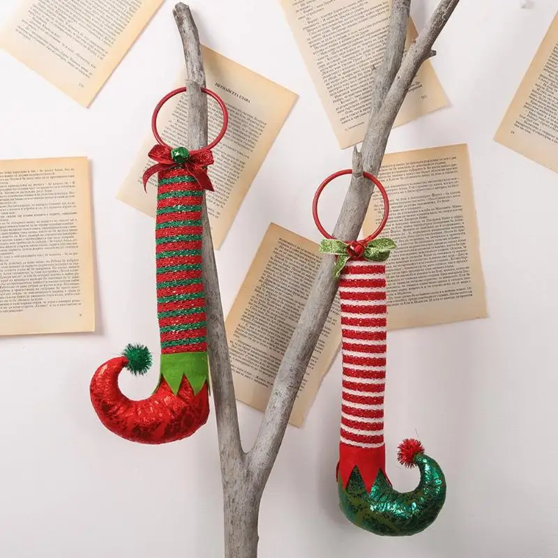 Креативные эльфийские ноги Висячие обручи дверные ручки Рождество год украшение рождество украшение для дома