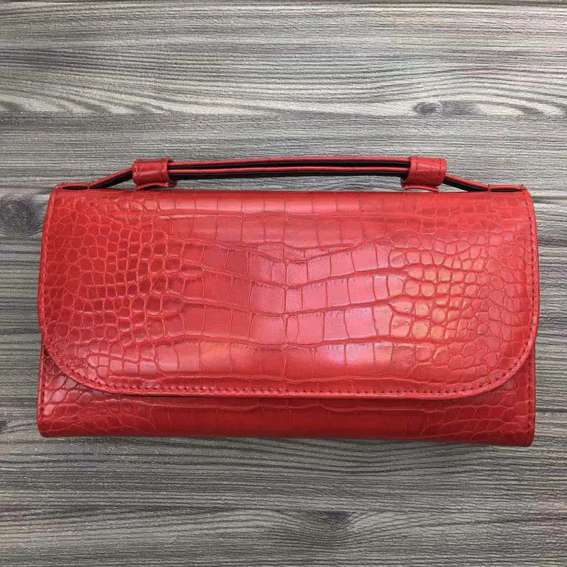 Crocodile red Черный клатч со змеиным узором, Женская роскошная дизайнерская сумка Bradn через плечо, сумки из змеиной кожи, женская сумка-тоут, ручная сумка - Цвет: Crocodile red