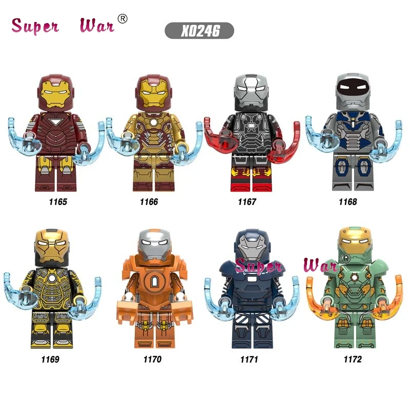 

50pcs Avengers Endgame Iron Man IronMan Mark 6 Mark42 Mark22 Mark36 Mark28 X0246 War Machine Pepper building block for children