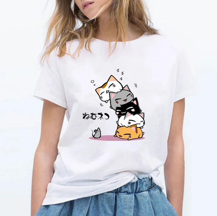 WVIOCE Милая футболка с принтом кота авокадо кавайный Топ Футболка ...