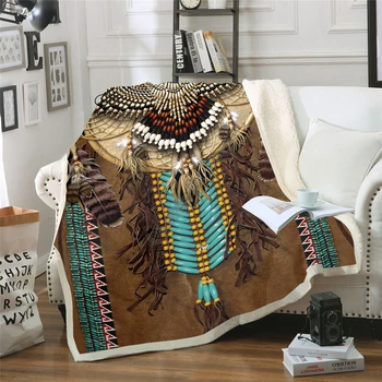 

PLstar Black Native Indian Lakota Skull buffalo soldier Blanket 3D print Sherpa Blanket on Bed Home Textiles Dreamlike style-5