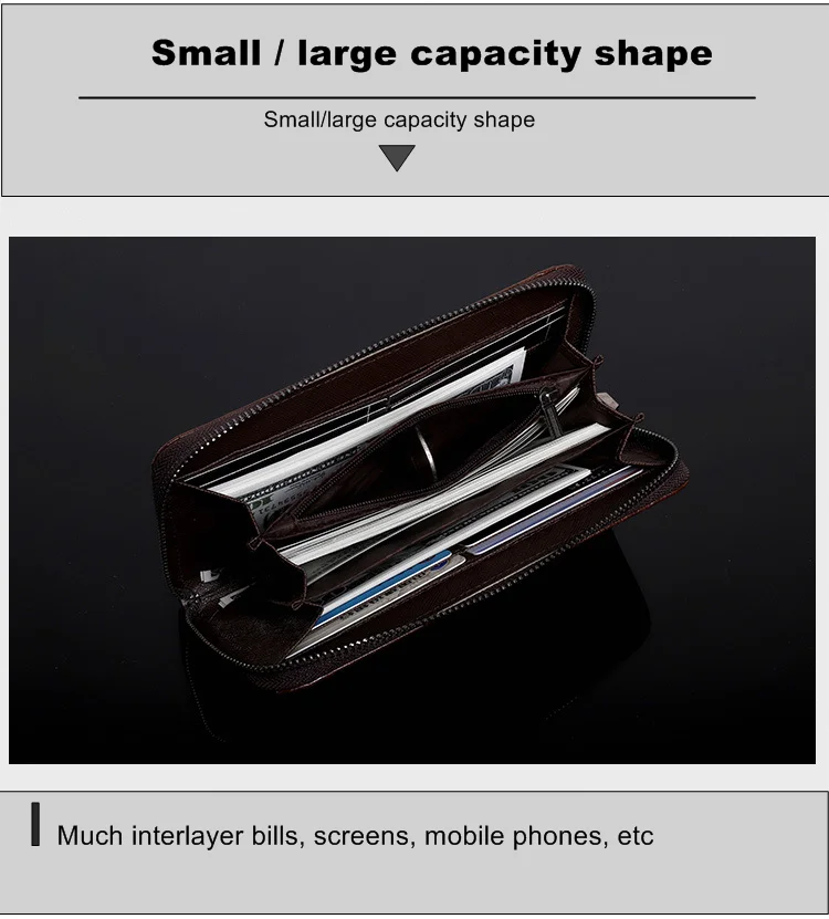 Male hand bag new men long purse single zipper pu handbag large capacity recreation mobile phone bag