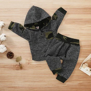 

Boys Spring Autumn Set 2020 New Fashion Camouflage Hooded Top + Trousers 2-piece Children clothes