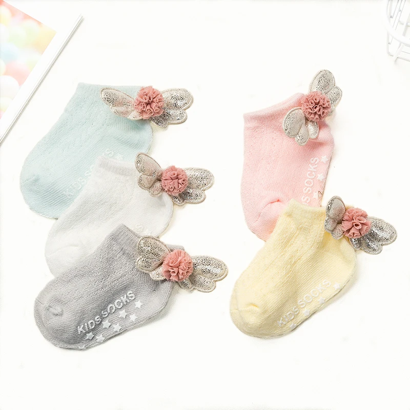 

Girls Baby Socks Thin Cotton Socks With Wings Non-slip Socks Newborn Children Socks