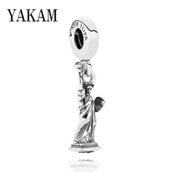 

Statue of Liberty Beads for Jewelry Making Fit Original Pandora Charms Bracelet Free American Dream Pendant Women Pulseiras Gift