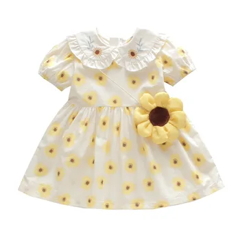 

Baby Kids Girl Dress 2020 Summer New Baby Children Western Style Dress Embroidery Floral Princess Peter pan Callor 1-5 years old