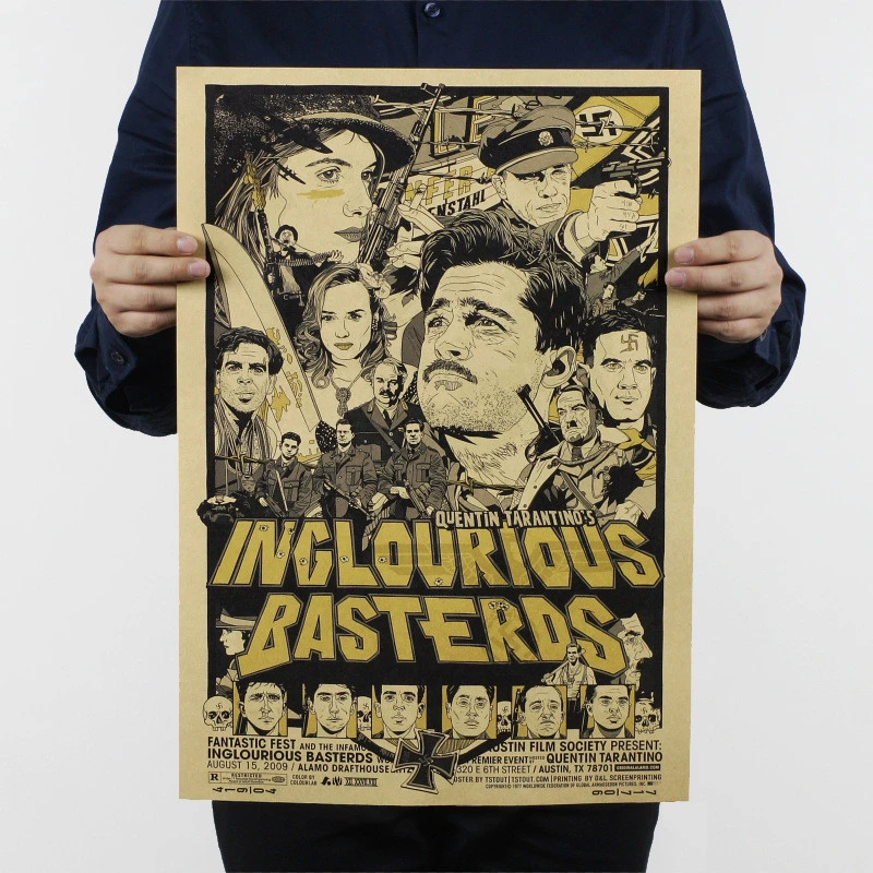 Classic Movie Poster Vintage Inglourious Basterds Kraft Paper Wall Art Home Room Decor Stickers Bar Posters Wall Stickers