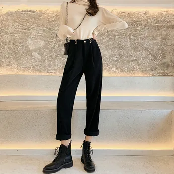 

ZOSOL New Women's Harem Pants Spring Corduroy High Waist Pants Casual Pants Vintage Slim Trousers Female