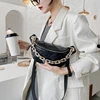 Thick Chain Women s Fanny Pack Plaid leather Waist Bag Shoulder Crossbody Chest Bags Luxury