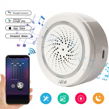 

WiFi Smart Wireless Siren Alarm Sensor USB Power Via iOS Android APP Notification Plug And Play No HUB Requirement