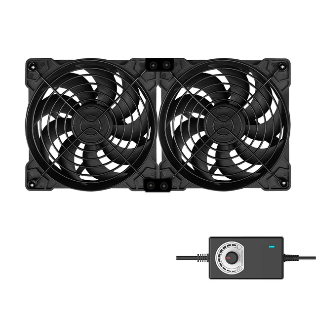 12cm High Speed Large Air Volume 100V 110V 220V Btc Mining Machine Workstation Cabinet 120MM  Server Case Cooling System Fan Kit Hydraulic 2 Fans