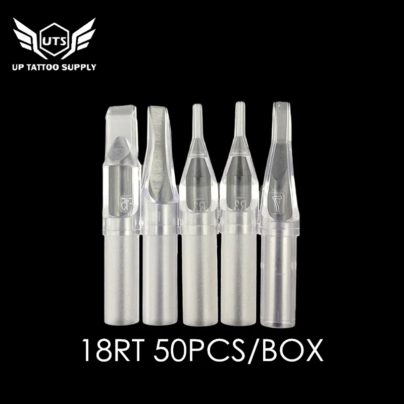 

50pcs/lot Tattoo Tips Tubes 18RT Disposable Transparent Plastic Flat Tips Sterilized Tubes Tattoo Needle Accessories