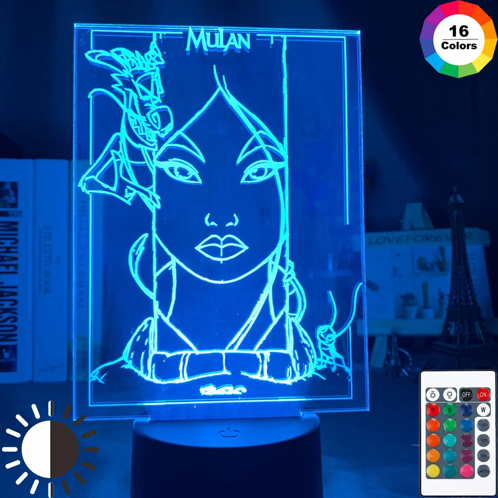 

3d Night Light Fa Mulan Mushu Cri-Kee Nightlight for Kids Baby Room Decor Light Usb Battery Powered Night Lamp 3d Illusion
