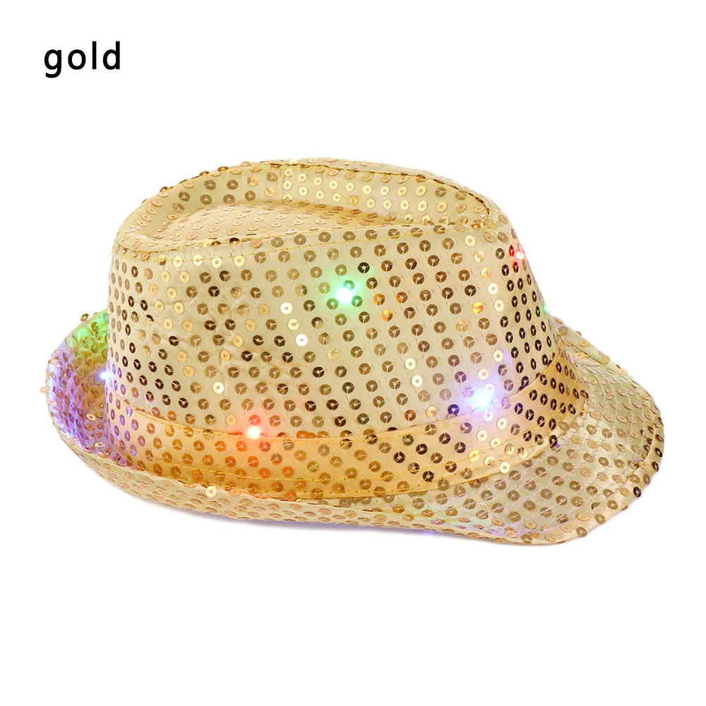 7 Новая мода унисекс мигающий свет Led Fedoras Trilby Sequin унисекс нарядное платье танцевальная вечеринка шляпа сценическое представление - Цвет: 7