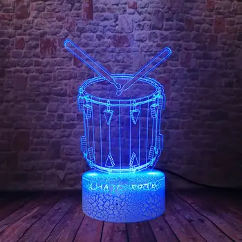 

Flashing Desk Decor 3D Illusion LED Nightlight Colorful Changing Light Musical Instruments Drum Model action & toy figures