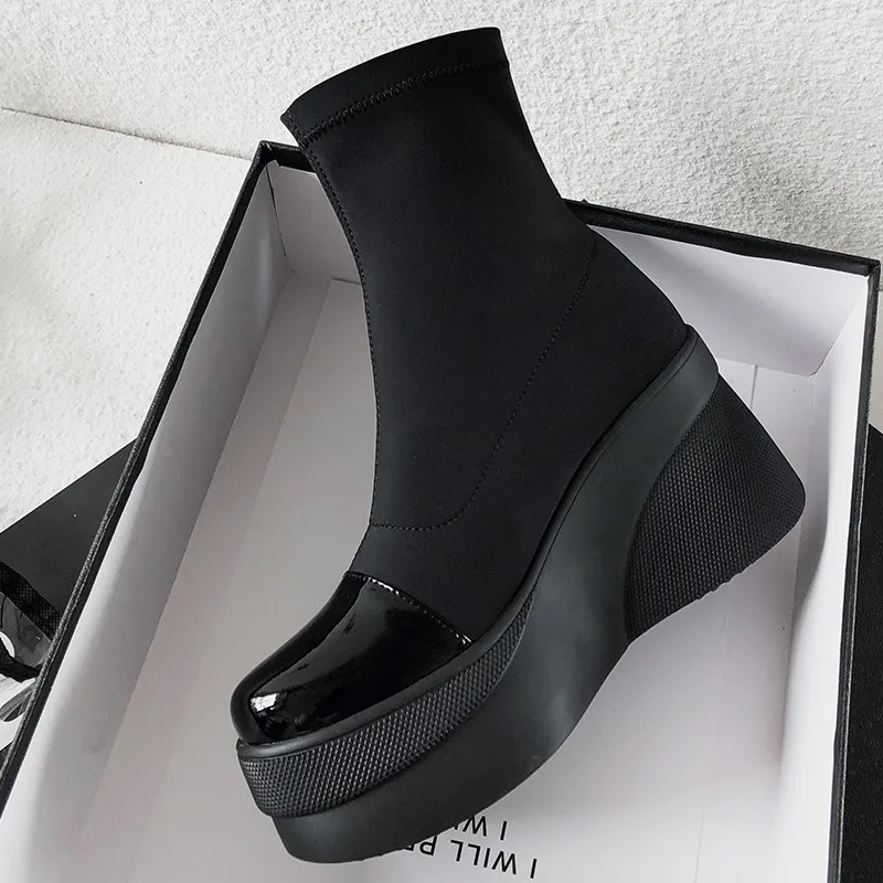 MORAZORA new arrive women brand boots genuine leather platform shoes round toe fashion height increased ankle boots